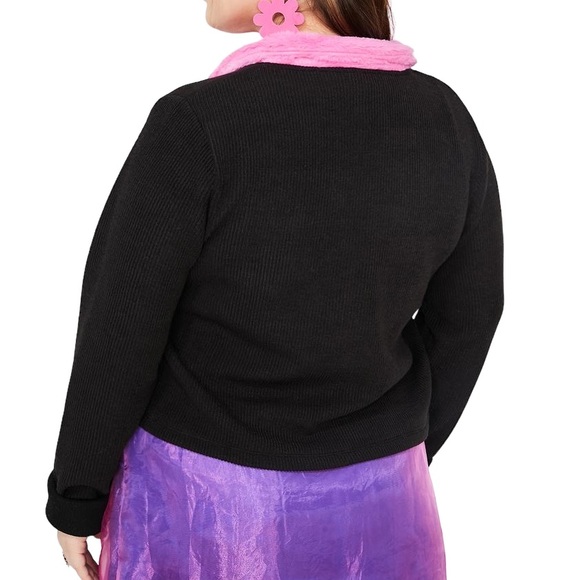 Faux Fur Collar Zip-Up Sweater - Picture 3 of 11